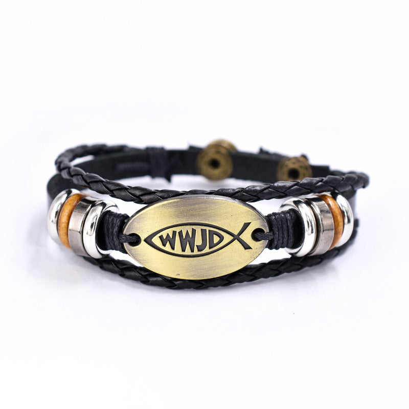 Wholesale Zinc Alloy Genuine Leather Multi-layer Snap Button Beaded Bracelet